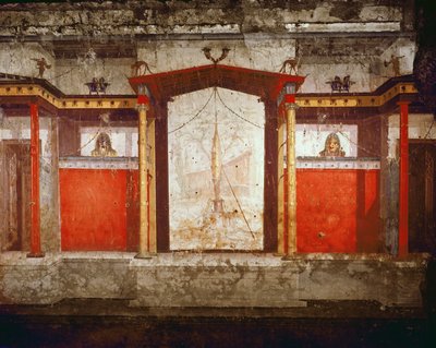 Vista interna della casa con affreschi risalenti al 25 a.C. - 25 d.C. da Roman